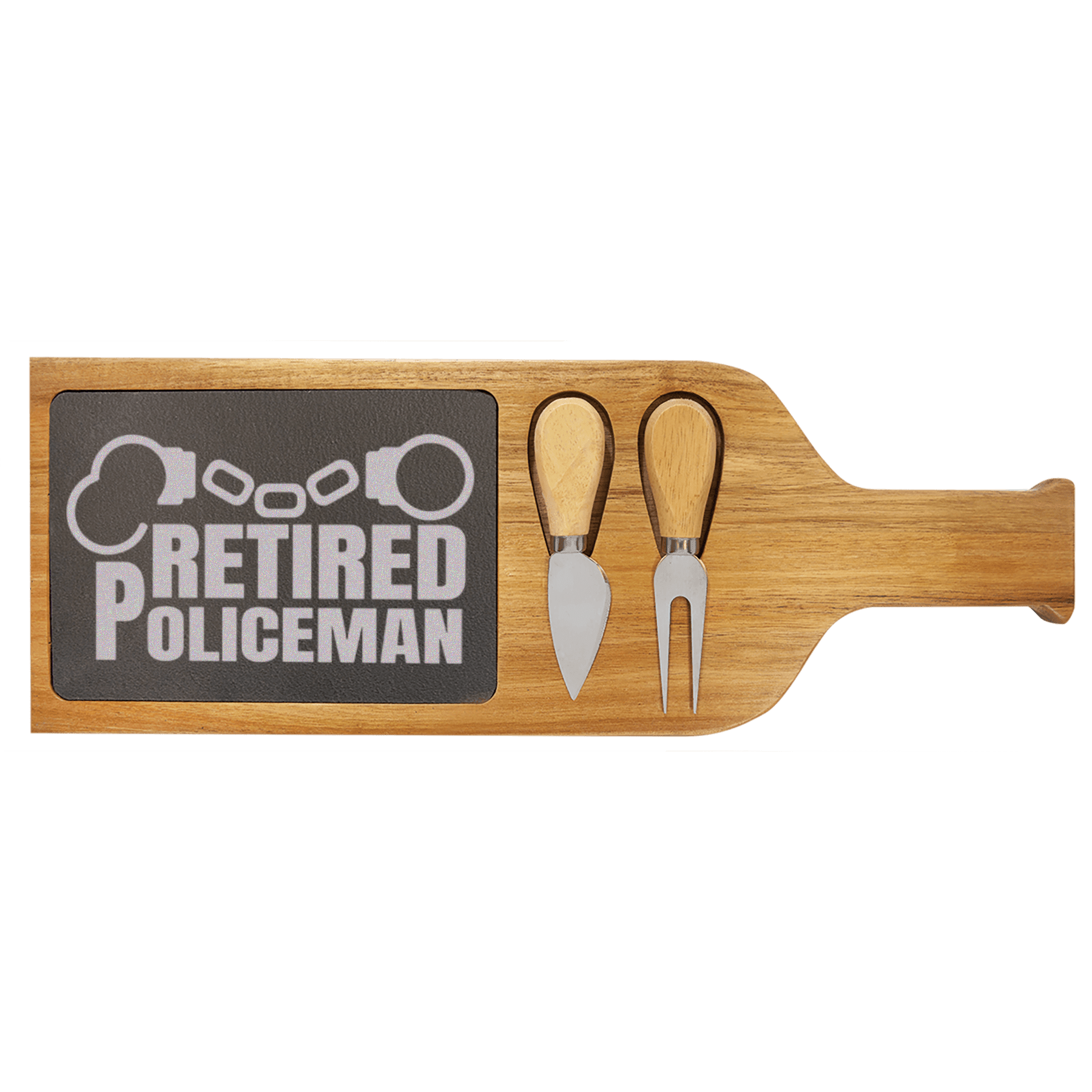 Retired Policeman Wood Slate Serving Tray With Handle