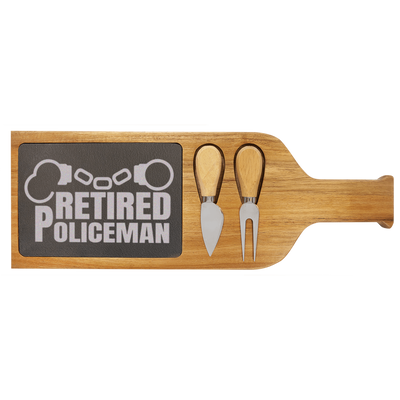 Retired Policeman Wood Slate Serving Tray With Handle