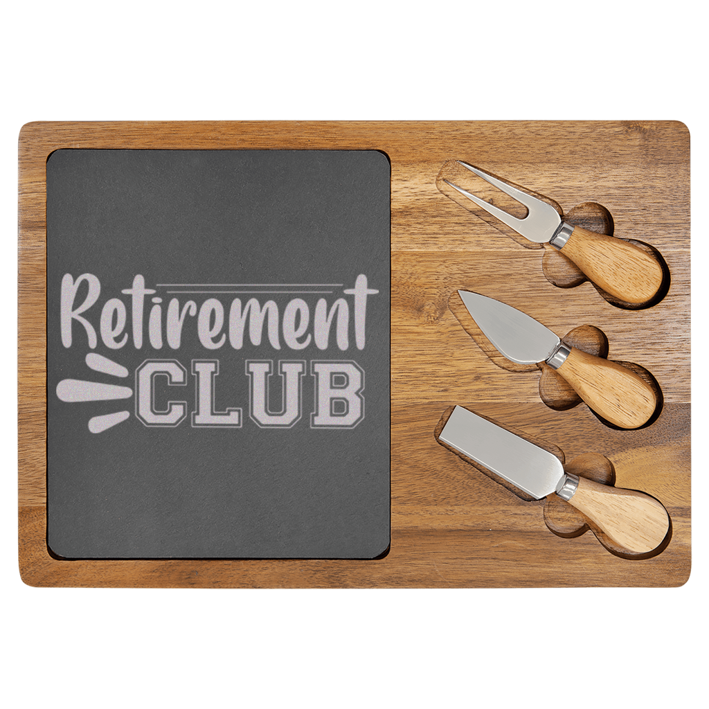 Retirement Club Wood Slate Serving Tray