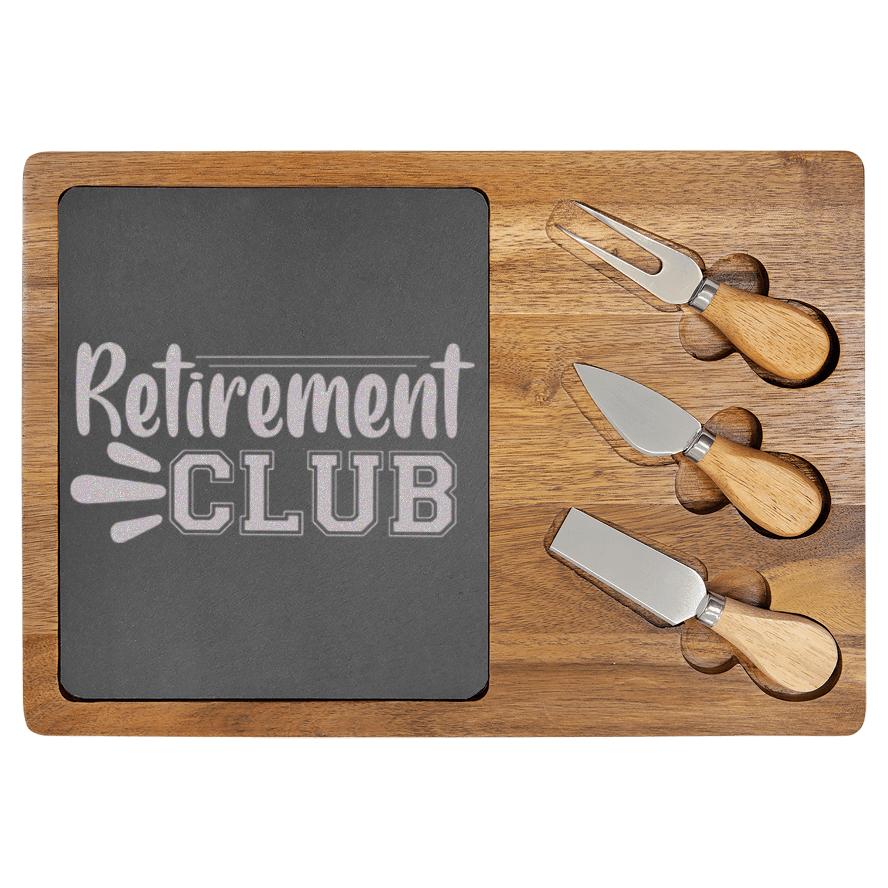 Retirement Club Wood Slate Serving Tray