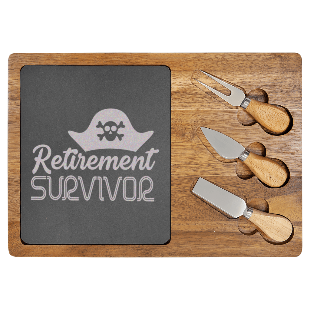 Retirement Survivor Wood Slate Serving Tray