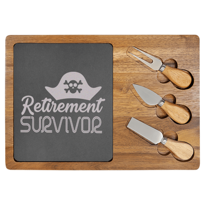 Retirement Survivor Wood Slate Serving Tray