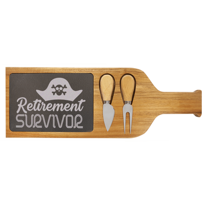 Retirement Survivor Wood Slate Serving Tray With Handle