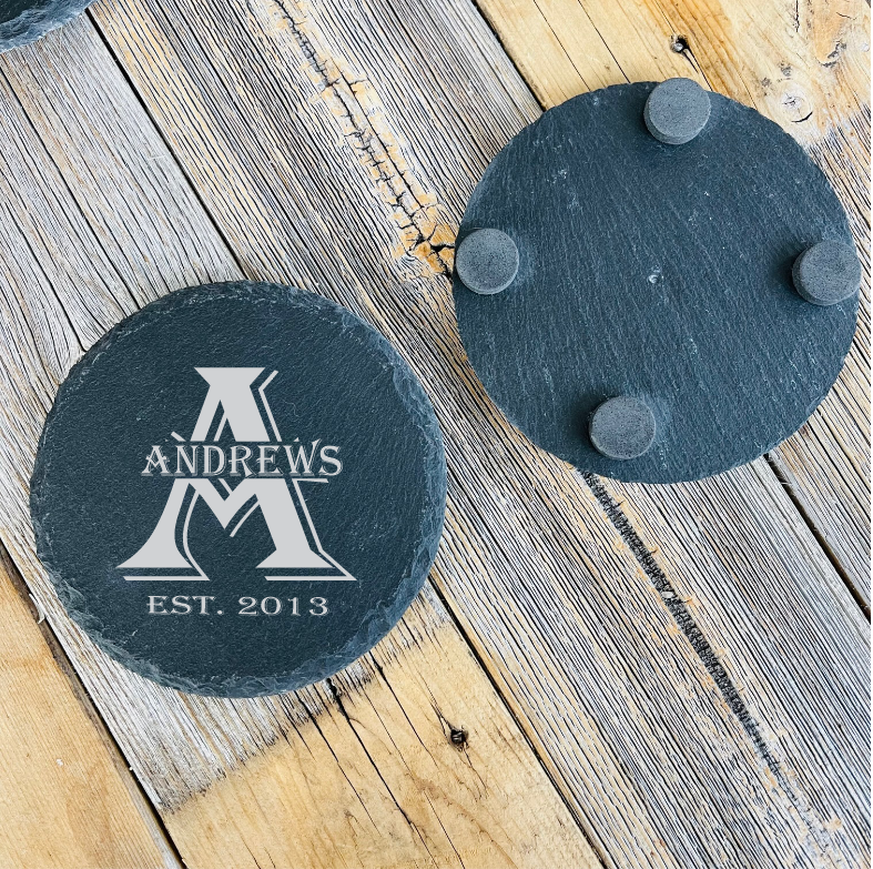 Custom Personalized Slate Coaster Set