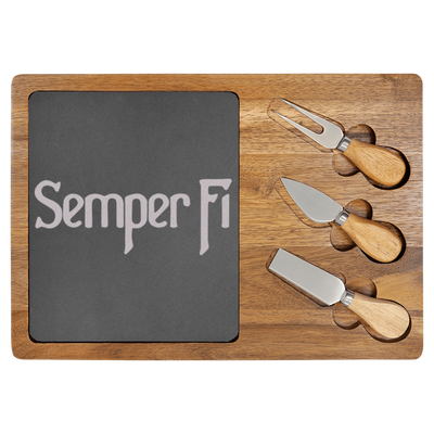 Semper Fi Wood Slate Serving Tray