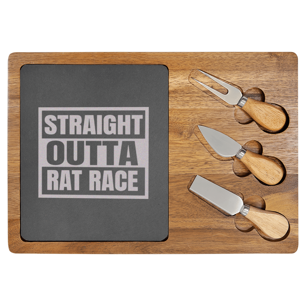 Straight Outta Rat Race Wood Slate Serving Tray
