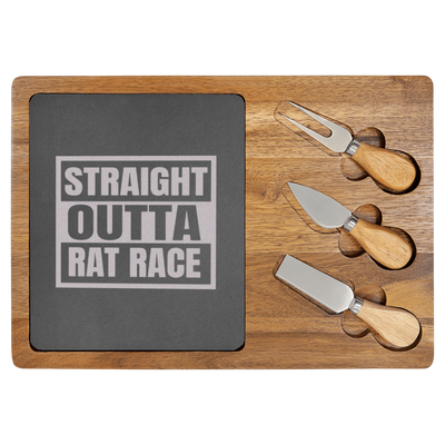 Straight Outta Rat Race Wood Slate Serving Tray