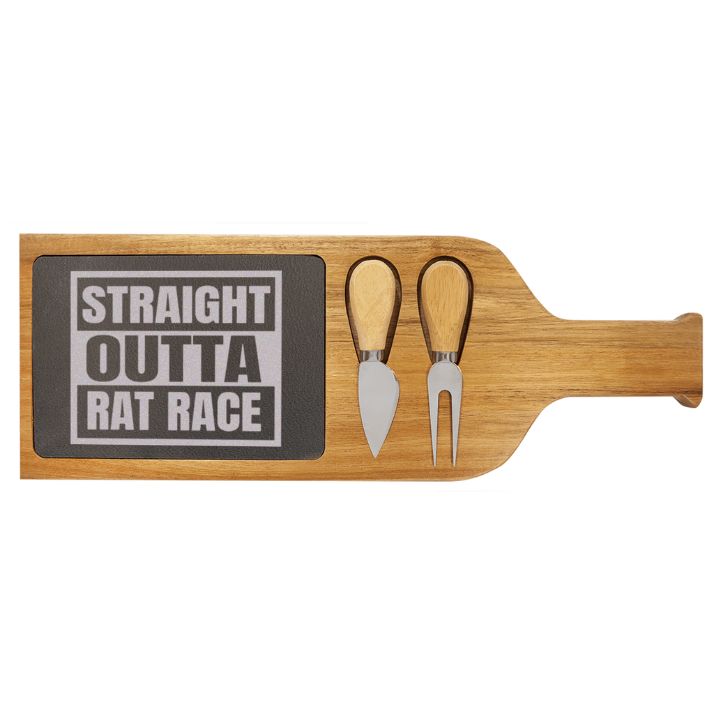 Straight Outta Rat Race Wood Slate Serving Tray With Handle