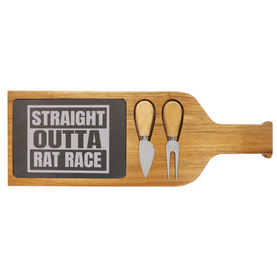 Straight Outta Rat Race Wood Slate Serving Tray With Handle