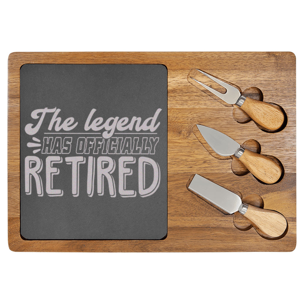 The Legend Has Retired Wood Slate Serving Tray
