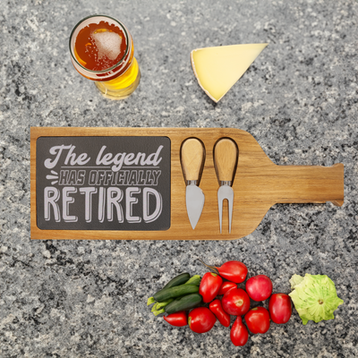The Legend Has Retired Wood Slate Serving Tray With Handle
