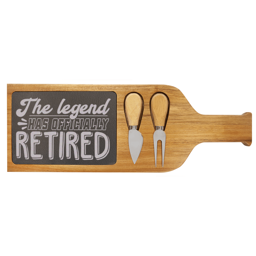 The Legend Has Retired Wood Slate Serving Tray With Handle