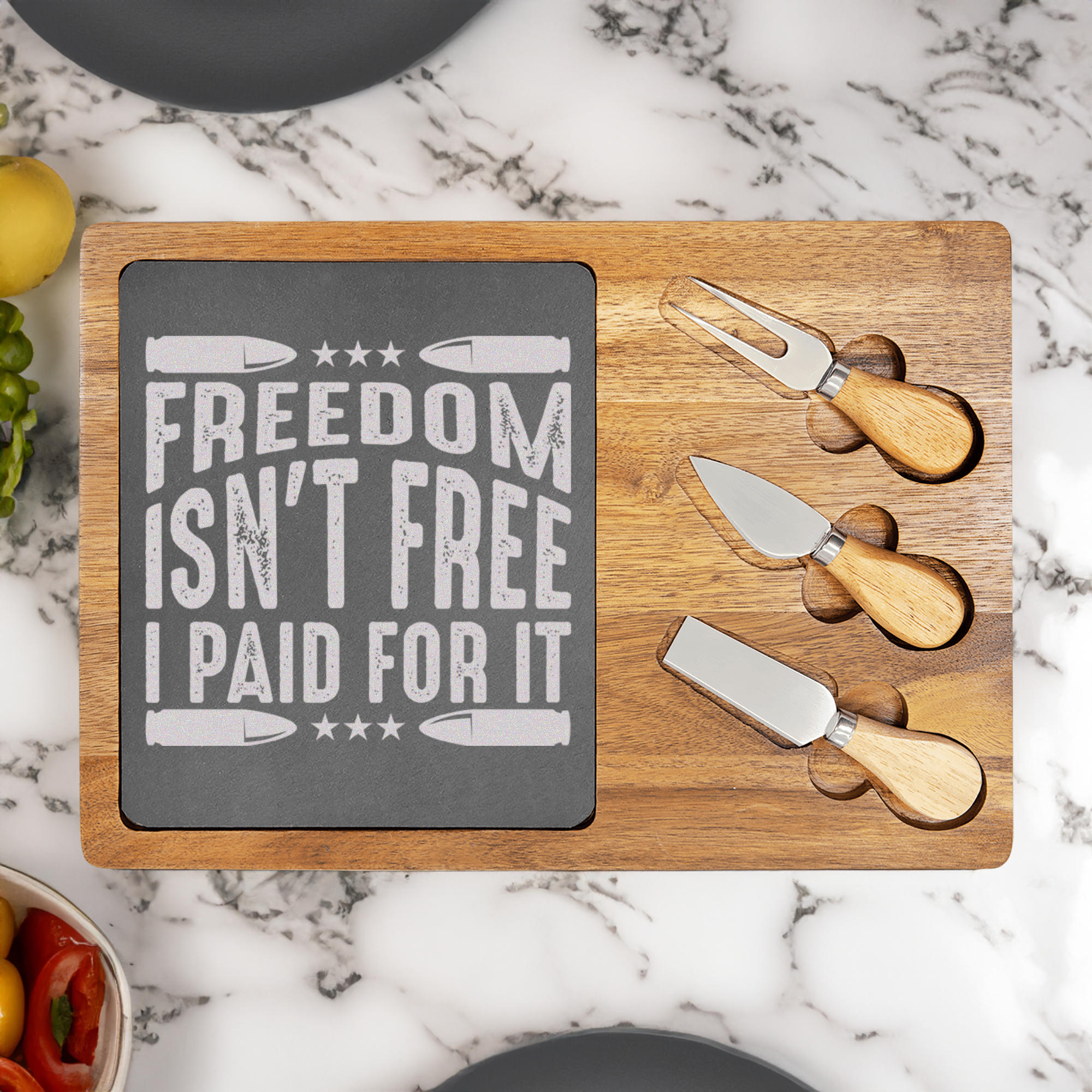 The Price Of Freedom Wood Slate Serving Tray