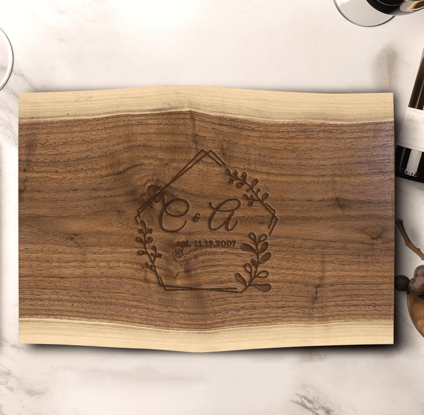 Anniversary Walnut Cutting Board With Together Forever Design