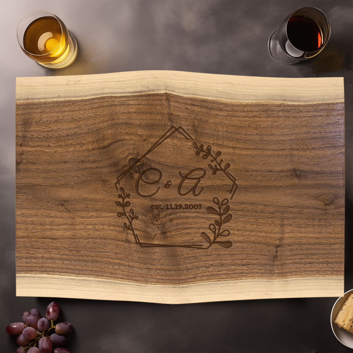 Anniversary Walnut Cutting Board With Together Forever Design