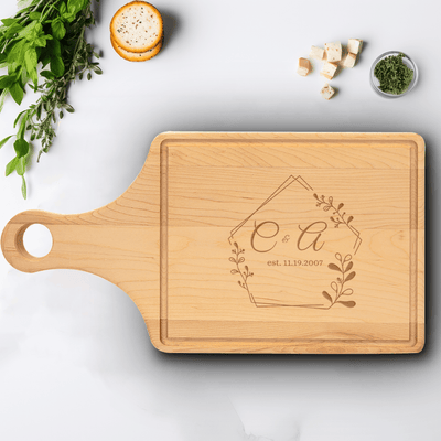 Anniversary Maple Paddle Cutting Board With Together Forever Design