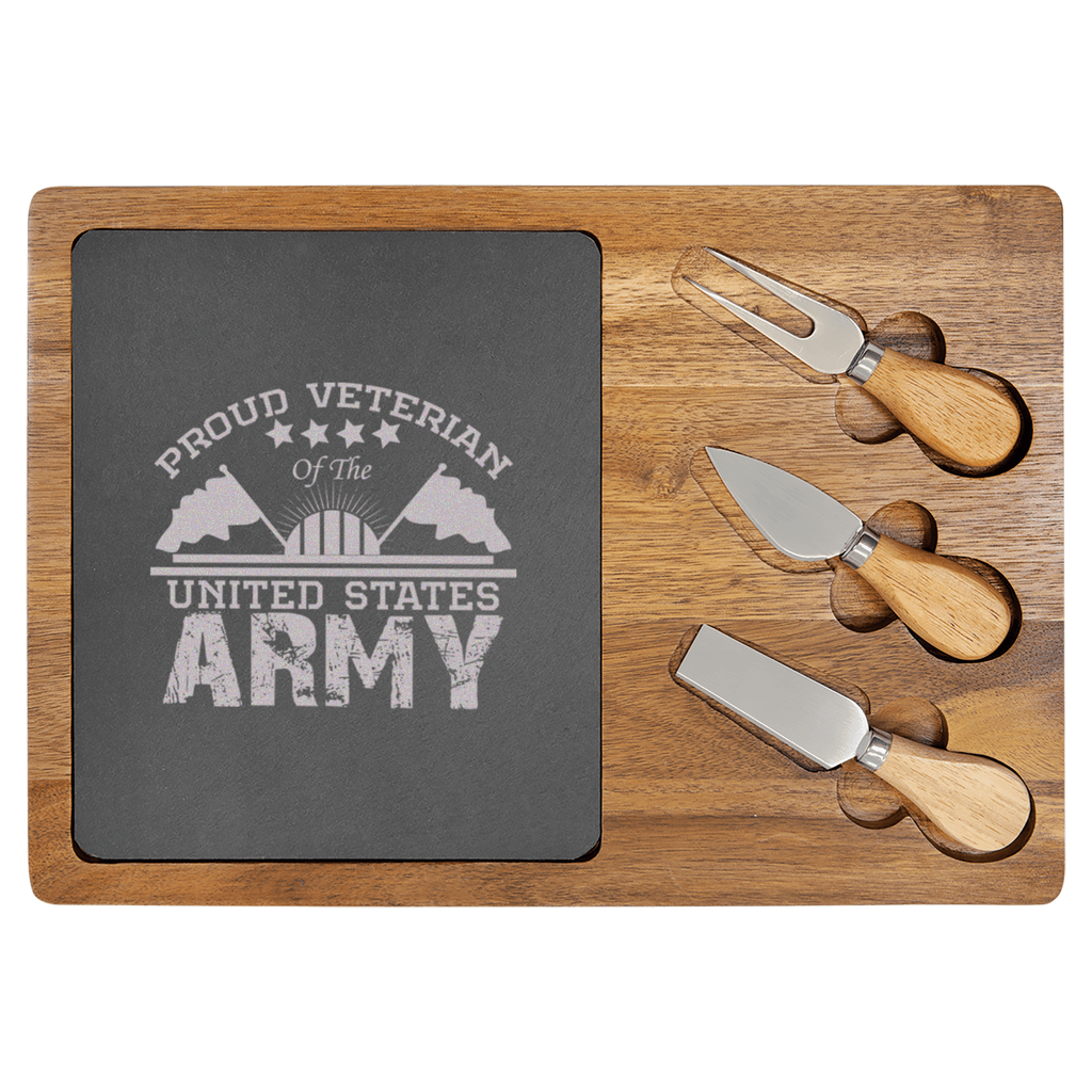 US Army Veteran Wood Slate Serving Tray