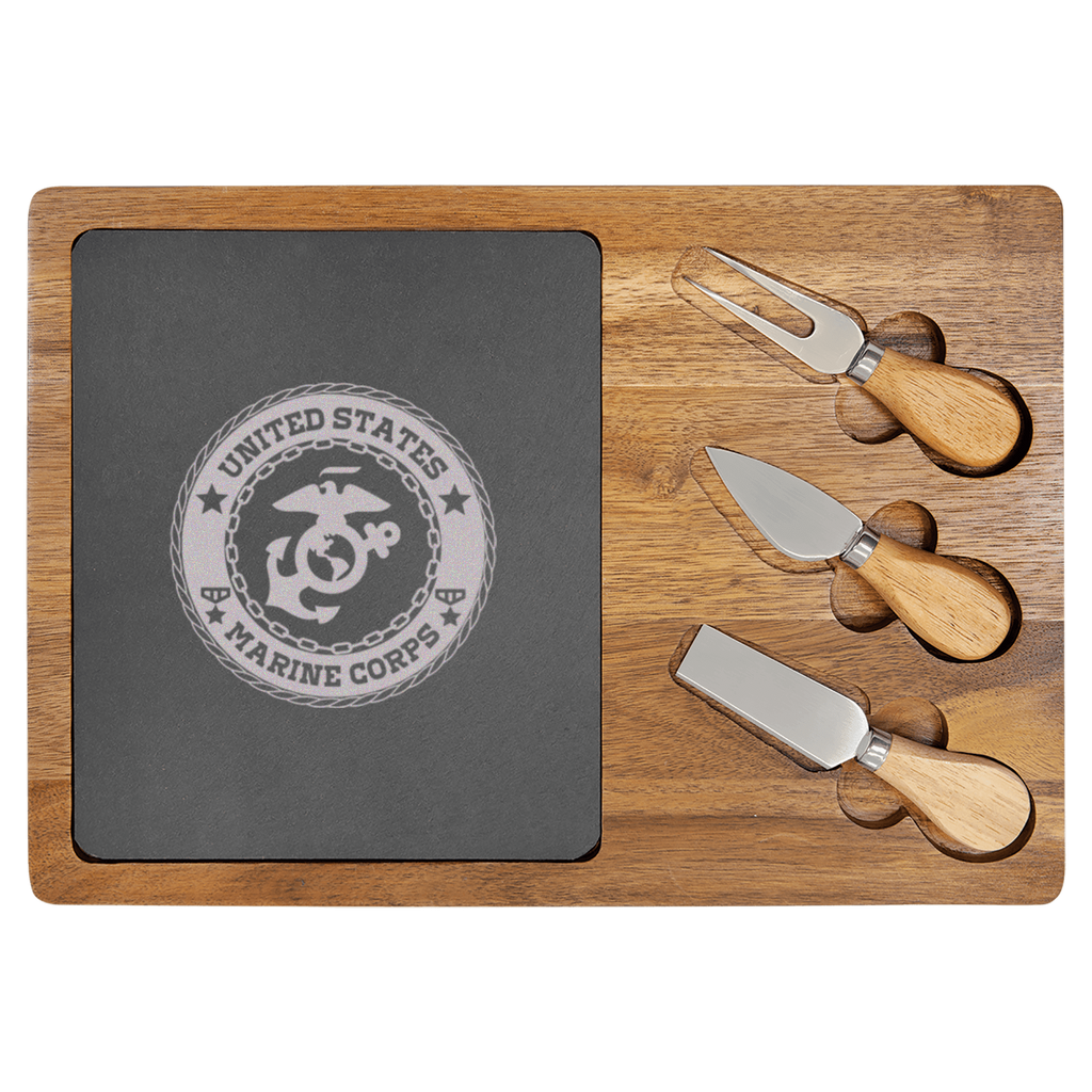 US Marine Corps Wood Slate Serving Tray