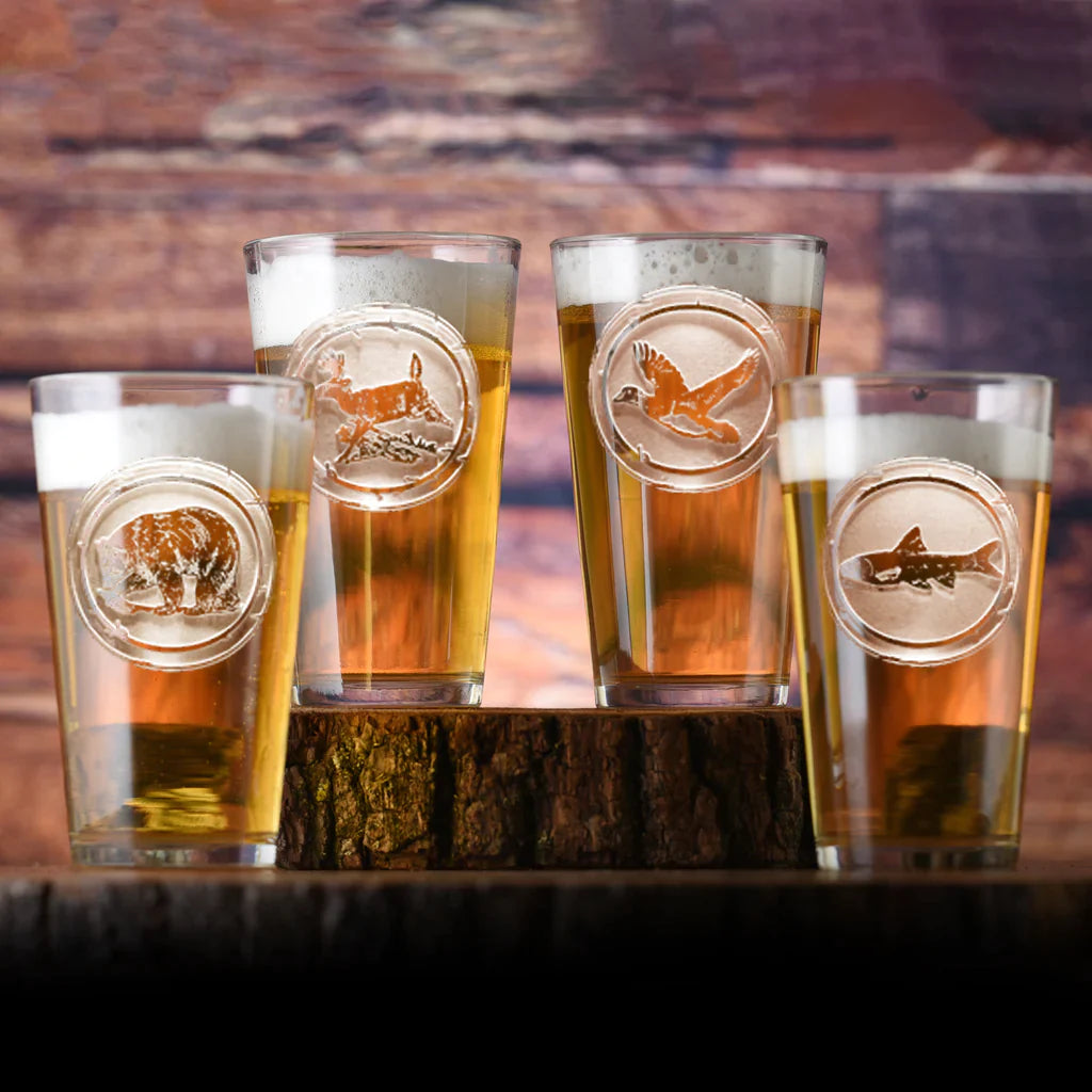 Wildlife Animals Etched Glassware Set