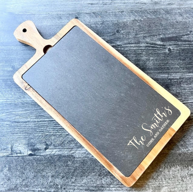 Personalized Serving Board With Slate and Wood