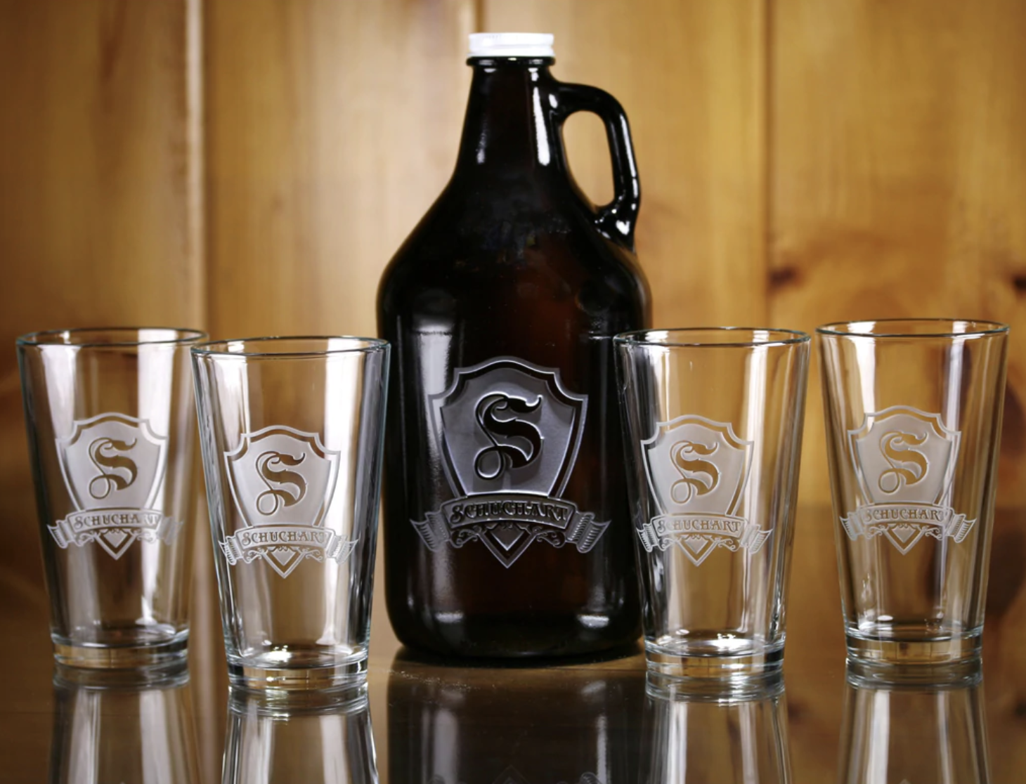 Personalized Beer Growler and Pint Glasses Set Willow and Hive