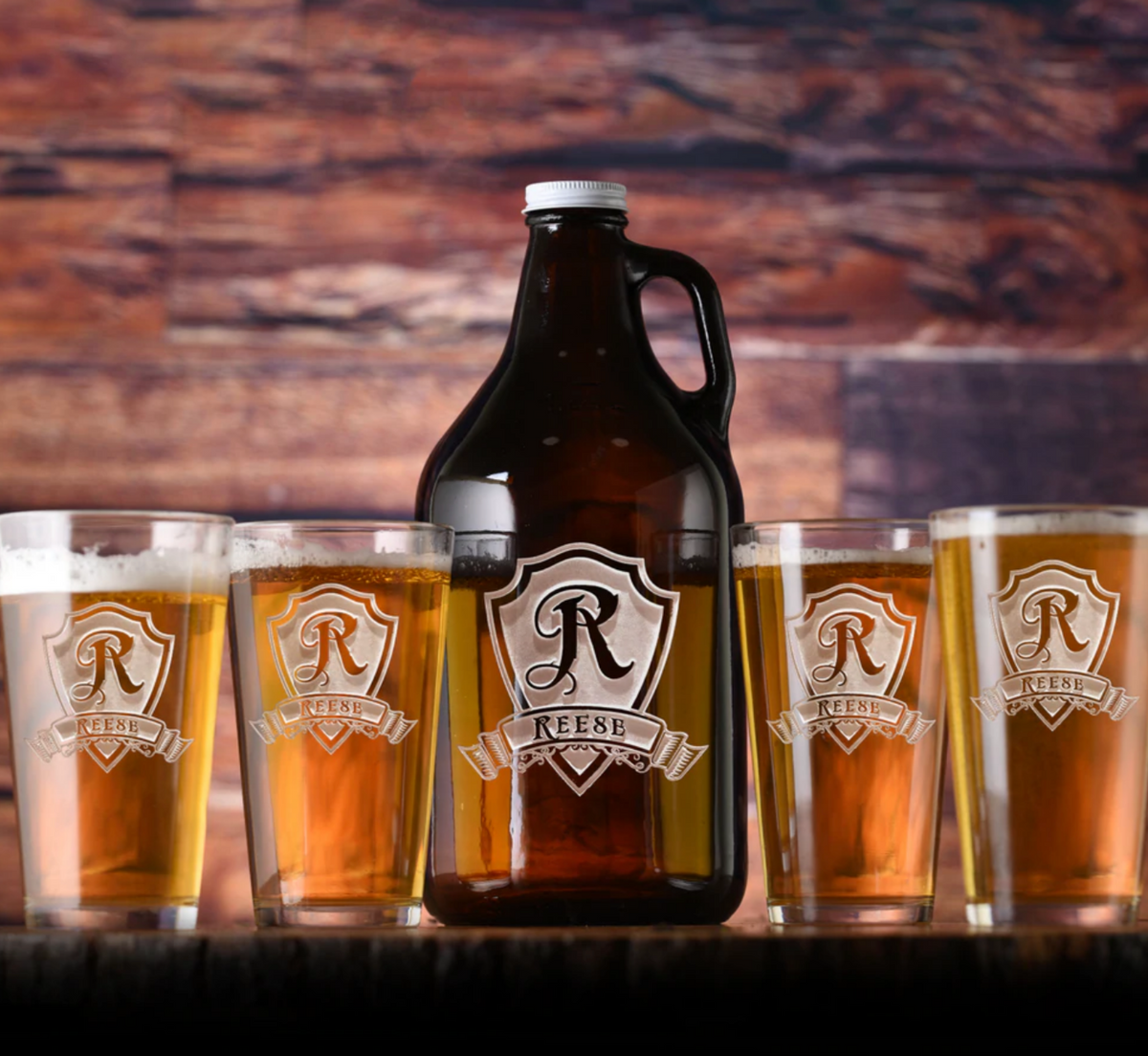 Personalized Beer Growler and Pint Glasses Set Willow and Hive