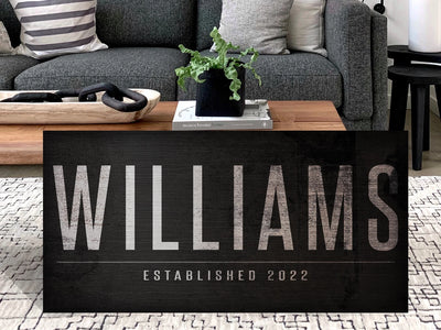 Black Canvas Personalized Family Name Sign