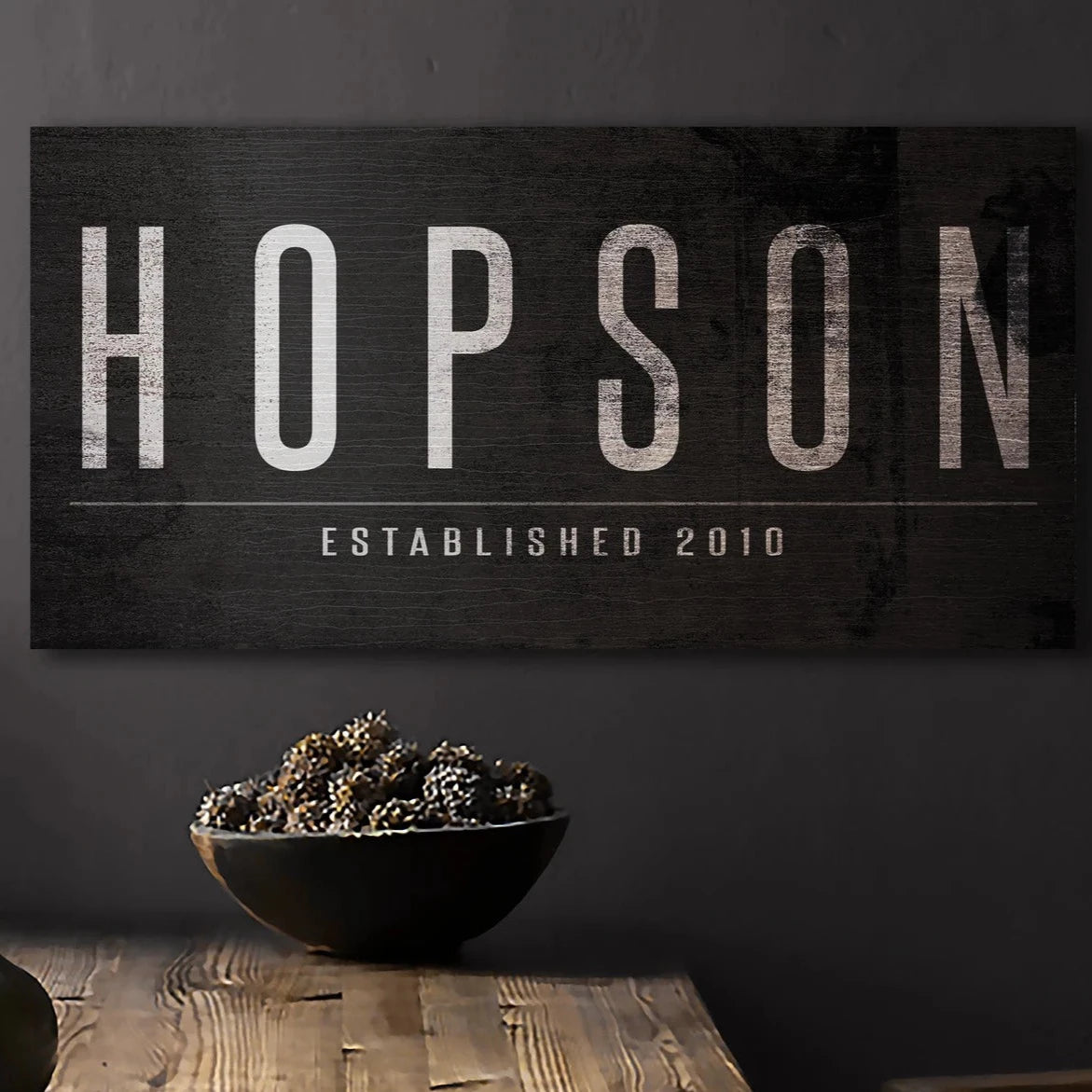 Black Canvas Personalized Family Name Sign