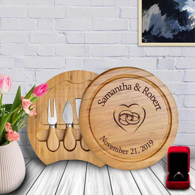 Personalized Gift Set - Charcuterie Cutting Board and Coasters Gift Set