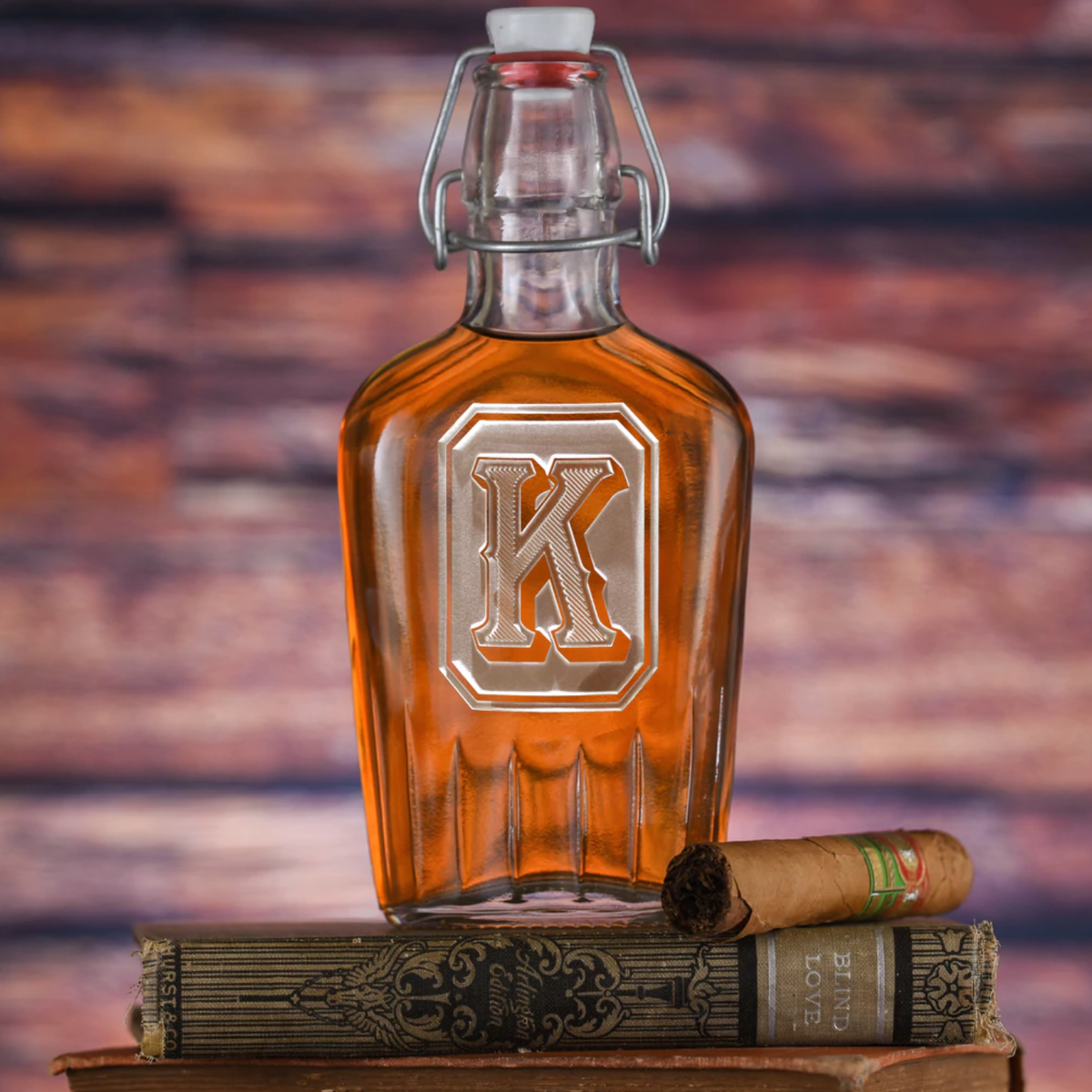 Monogramed Glass Flask