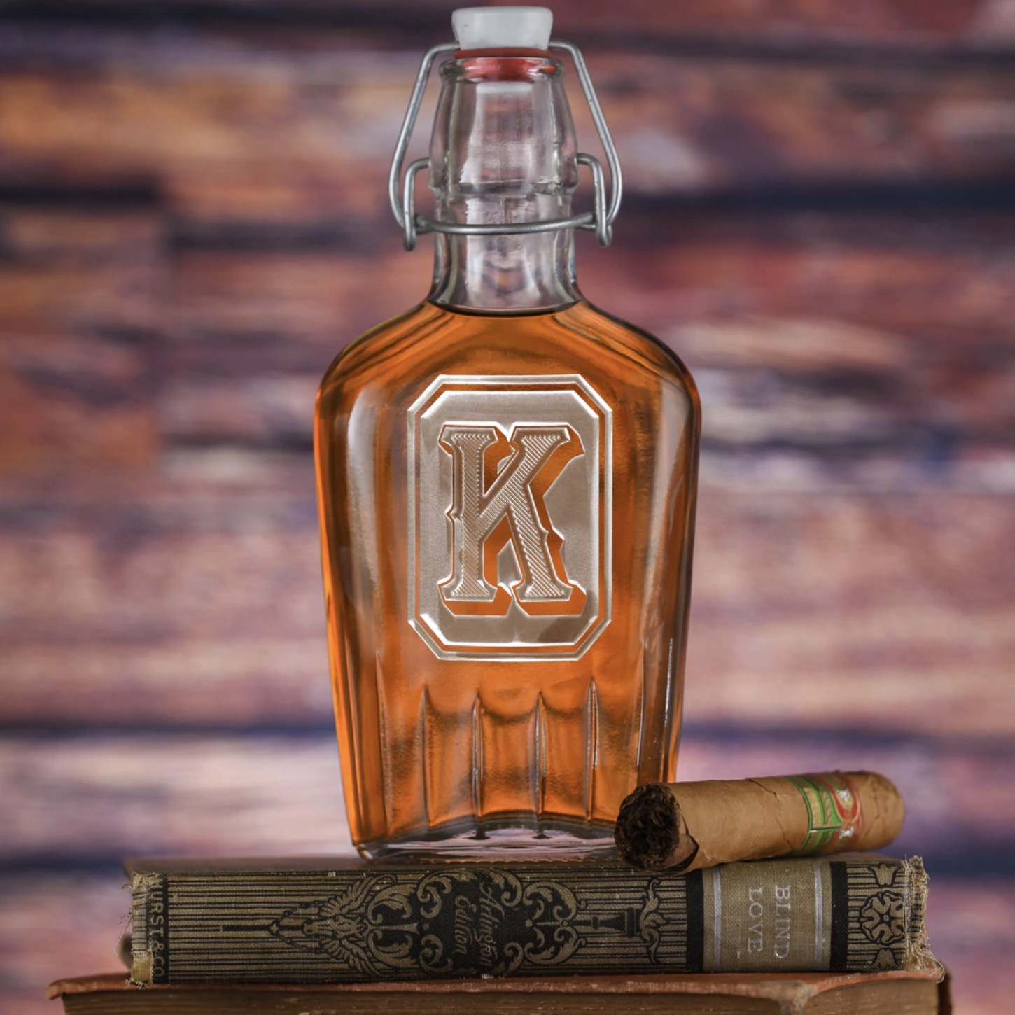 Monogramed Glass Flask
