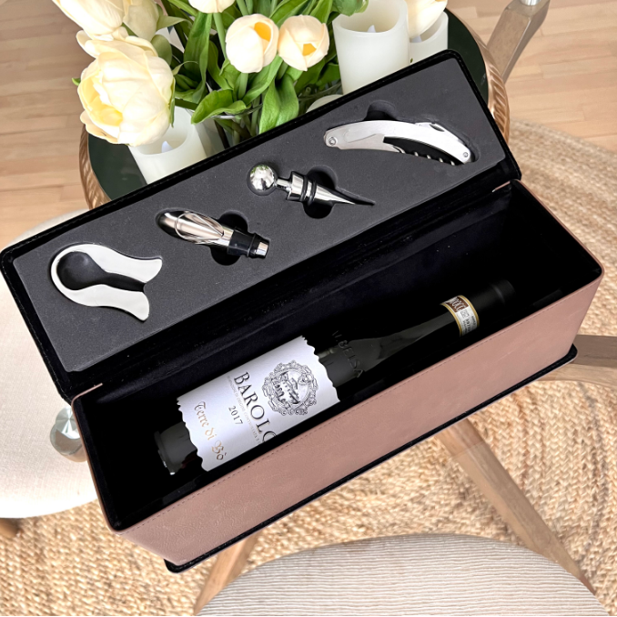 Personalized Wine Box Gift Set with Tools