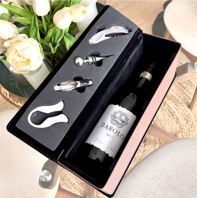 Personalized Wine Box Gift Set with Tools